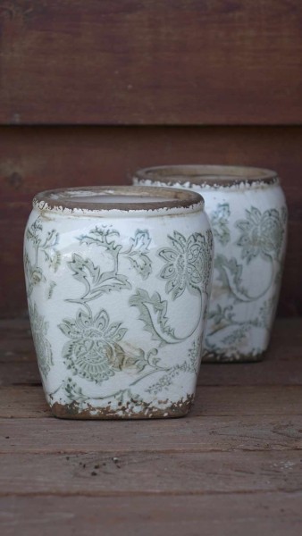 Vintage Keramiktopf im Blumenmuster